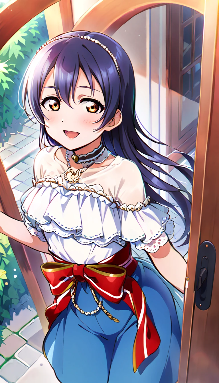 When viewers open the front door to their homes, they see a girl dressed for going out on the town in midsummer, the full-body image of Umi Sonoda, id_umi_sonoda, standing there.