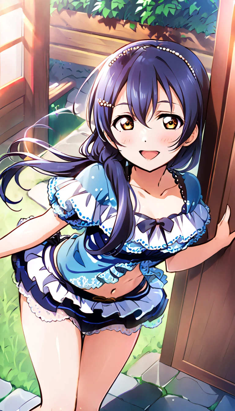 When viewers open the front door to their homes, they see a girl dressed for going out on the town in midsummer, the full-body image of Umi Sonoda, id_umi_sonoda, standing there.