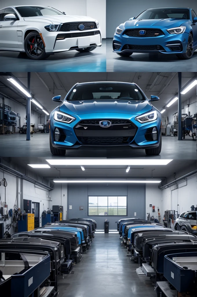 Logo for blue white and black automotive workshop