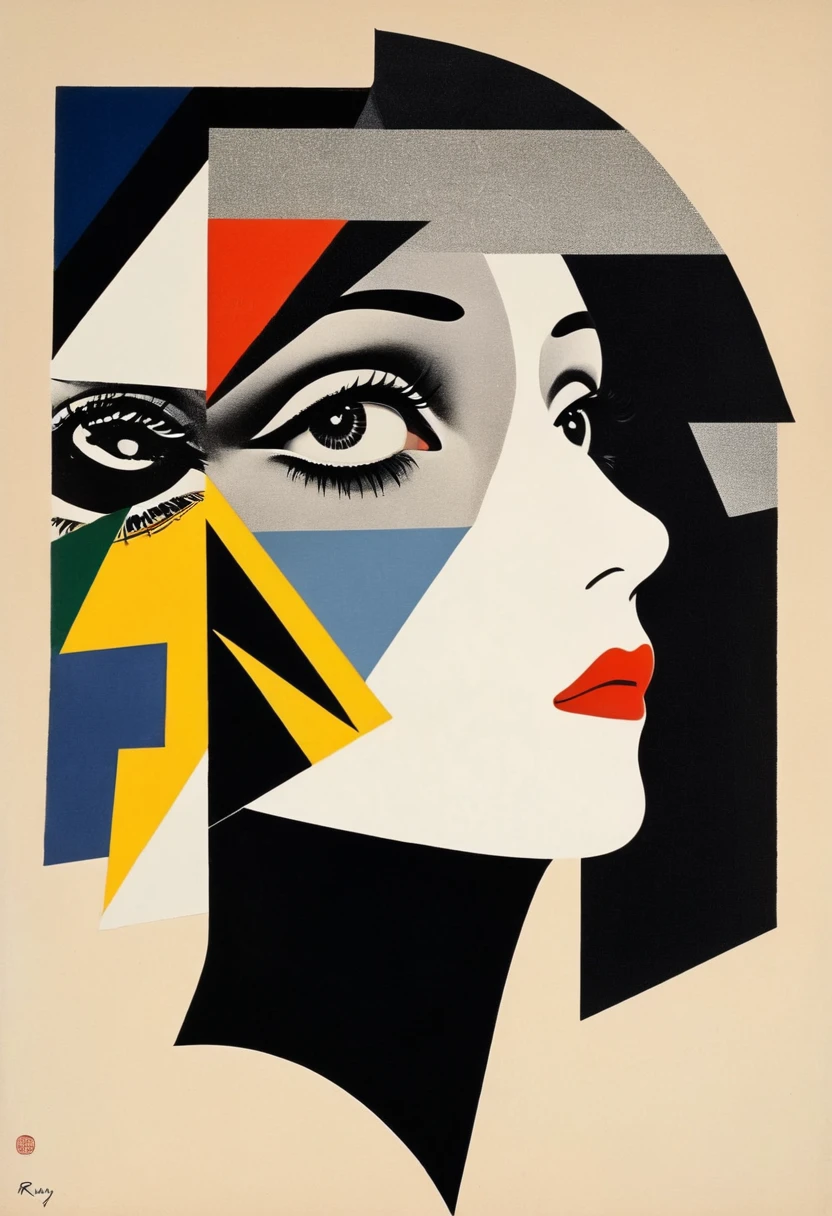 Man Ray:dadaist。Minimalist geometry,multi-layered collage,separate,Negative Space