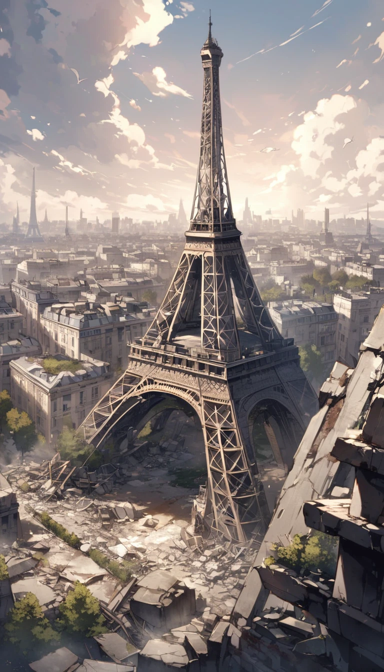 Paris in ruins, 1000 years after the extinction of humanity、Eiffel Tower