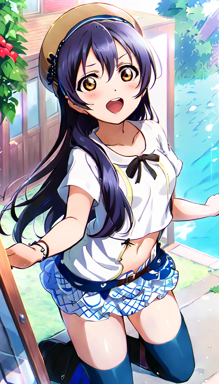 When viewers open the front door to their homes, wearing simple clothes going out in the city in midsummer, the full-body image of Umi Sonoda, iid_umi_sonoda, standing there.
