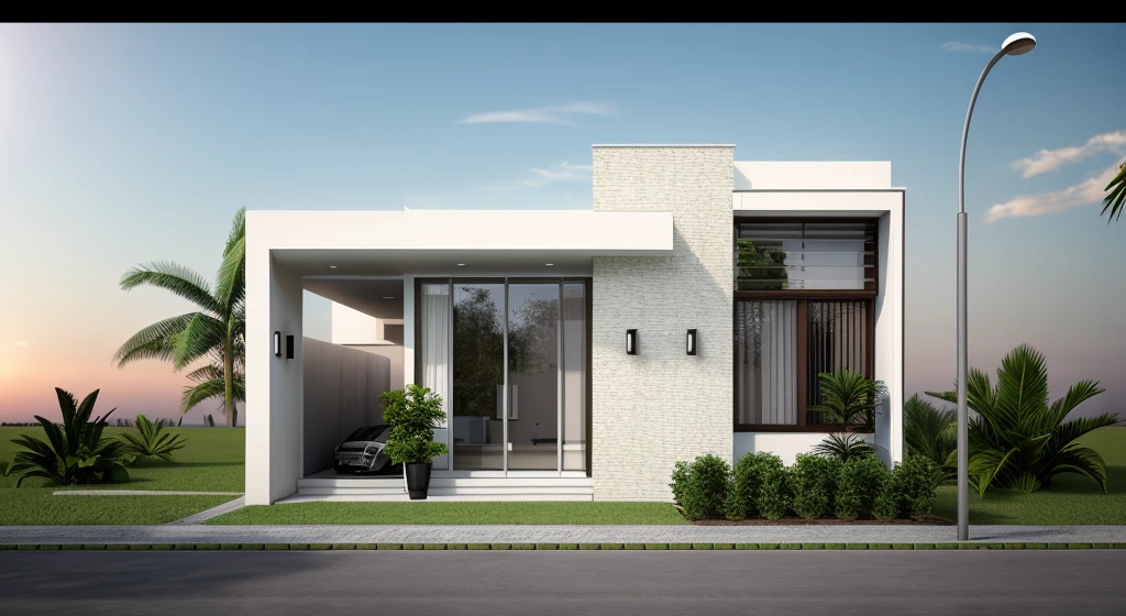 Raw photo,Masterpiece, high quality, best quality, authentic, super detail, outdoor, exterior , ((modern house :1.3)), modern style, daylight, (WHITE WALL),luxury, 8k, ultra realistic, masterpiece, best quality skin, photography hd, dslr, tcs