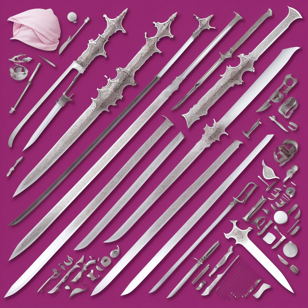 Pink longsword, White background, no back ground, complete sword