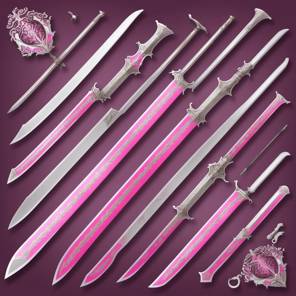 Pink longsword, White background, no back ground, complete sword