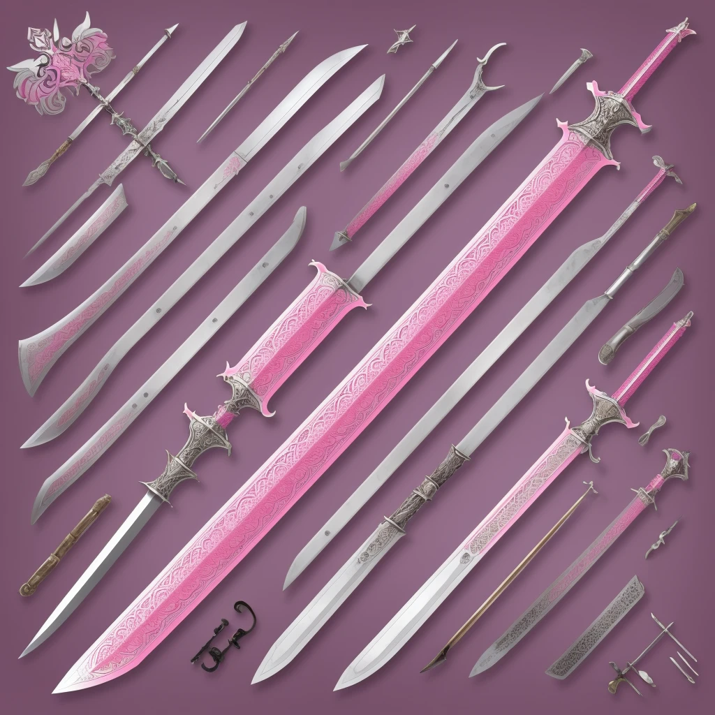 Pink longsword, White background, no back ground, complete sword