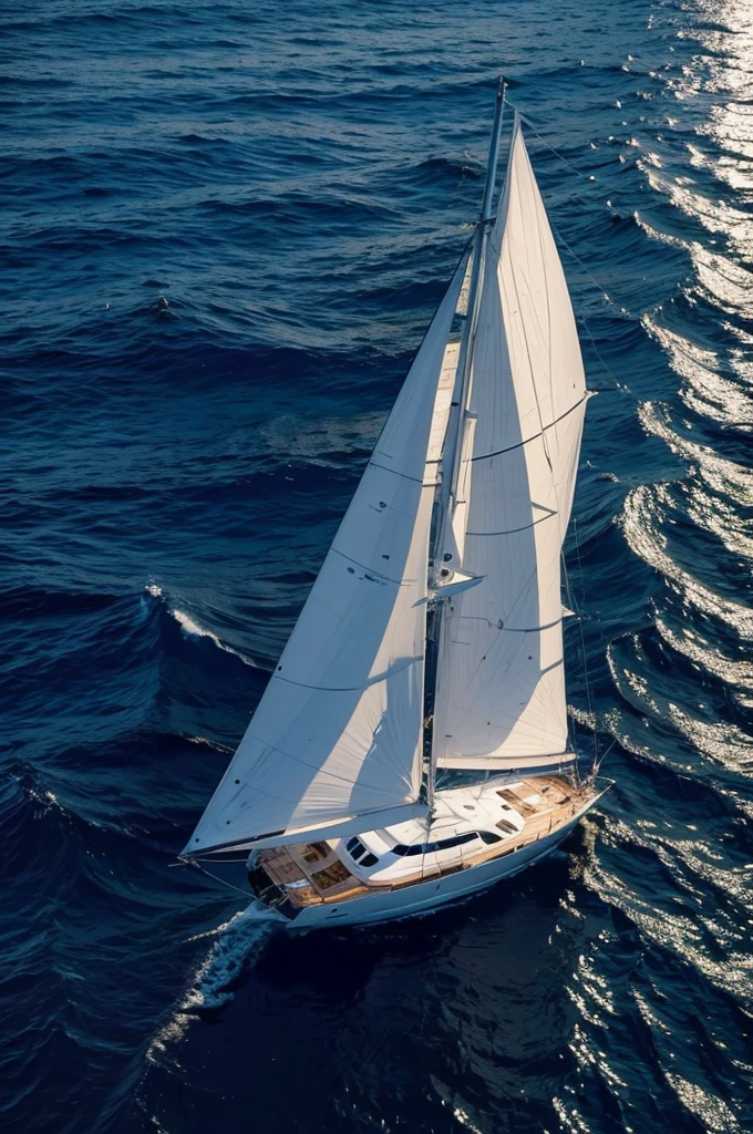 yacht in the moon and sea