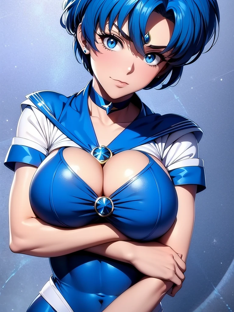 Sailor mercury,long blue hair,Blue Power Ranger, hurricane ,Sexy goth woman big breast, character sheet,