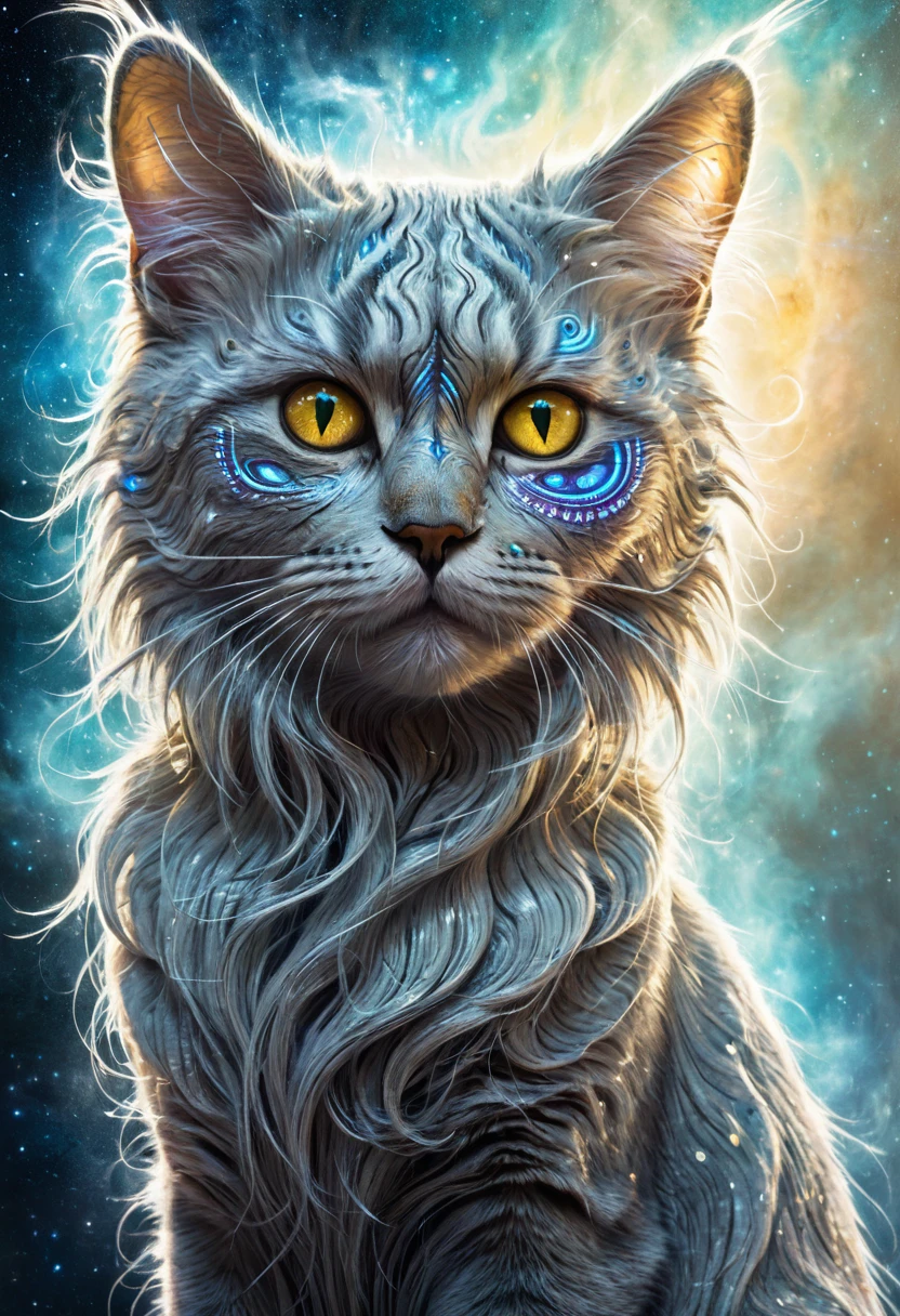 galactic cat with a lot of hair on it's head, third eye, staring at something in the distance, intricate details, electric, fantasy art, Anato Finnstark, emulsion painting, highly detailed, misty
rutkowski, hdr, hyperdetailed, rim light, faded, dim
