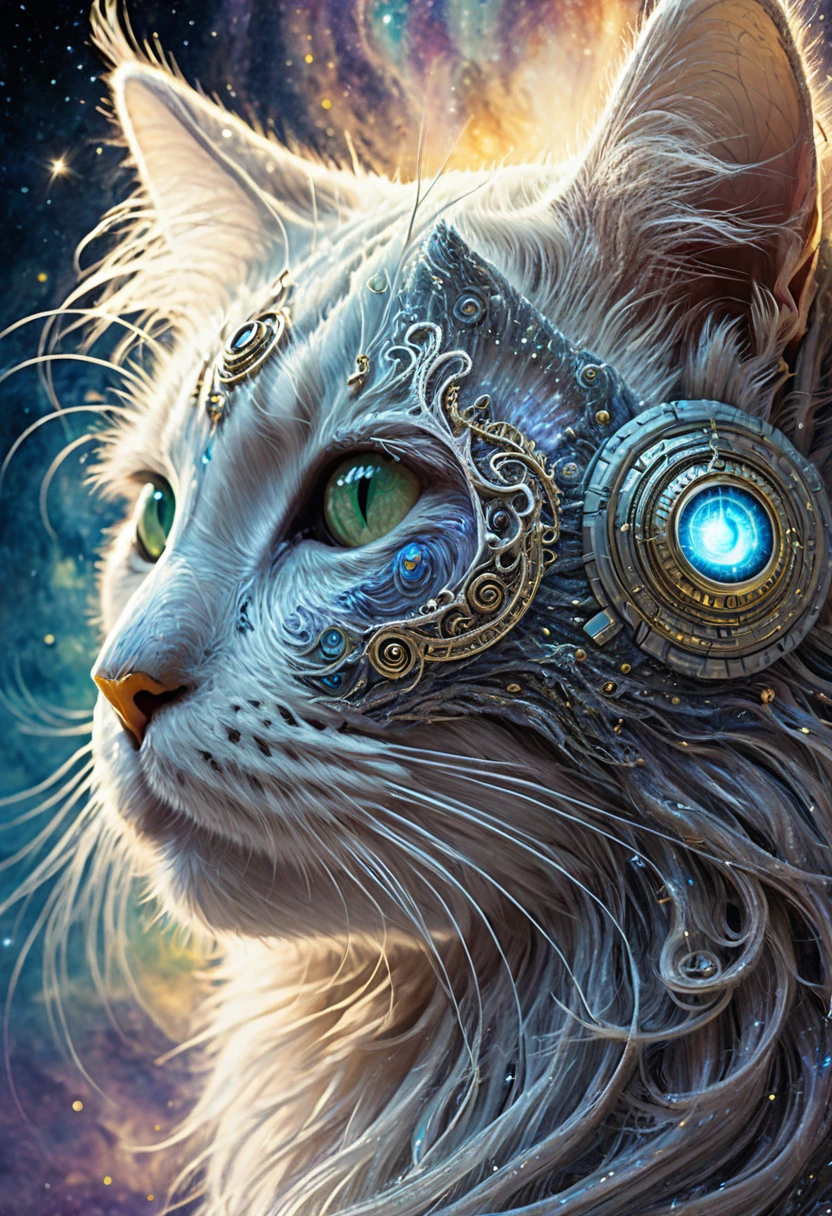 galactic cat with a lot of hair on it's head, third eye, staring at something in the distance, intricate details, electric, fantasy art, Anato Finnstark, emulsion painting, highly detailed, misty
rutkowski, hdr, hyperdetailed, rim light, faded, dim