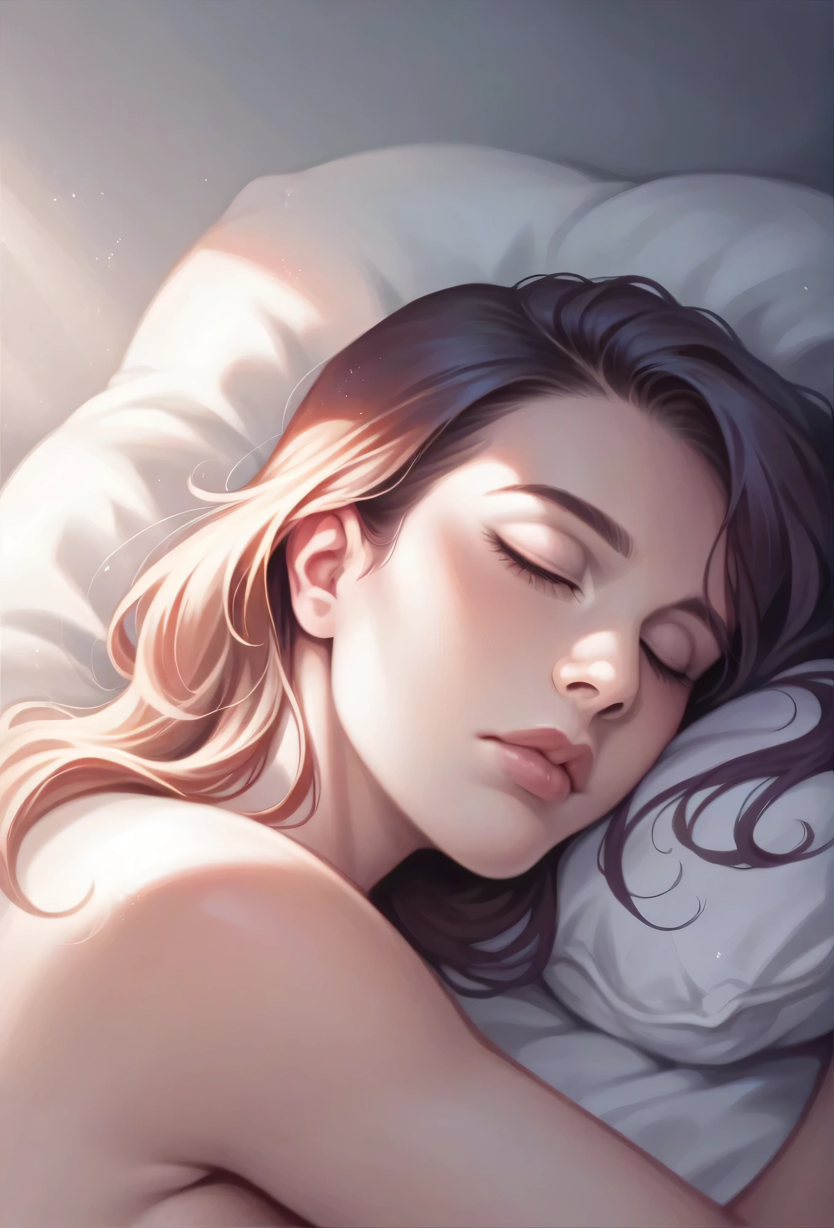 a beautiful naked girl sleeping next to you,extremely detailed face and body,detailed eyes and lips,flawless skin,soft lighting,cinematic composition,warm colors,natural lighting,photorealistic,8k,high quality
