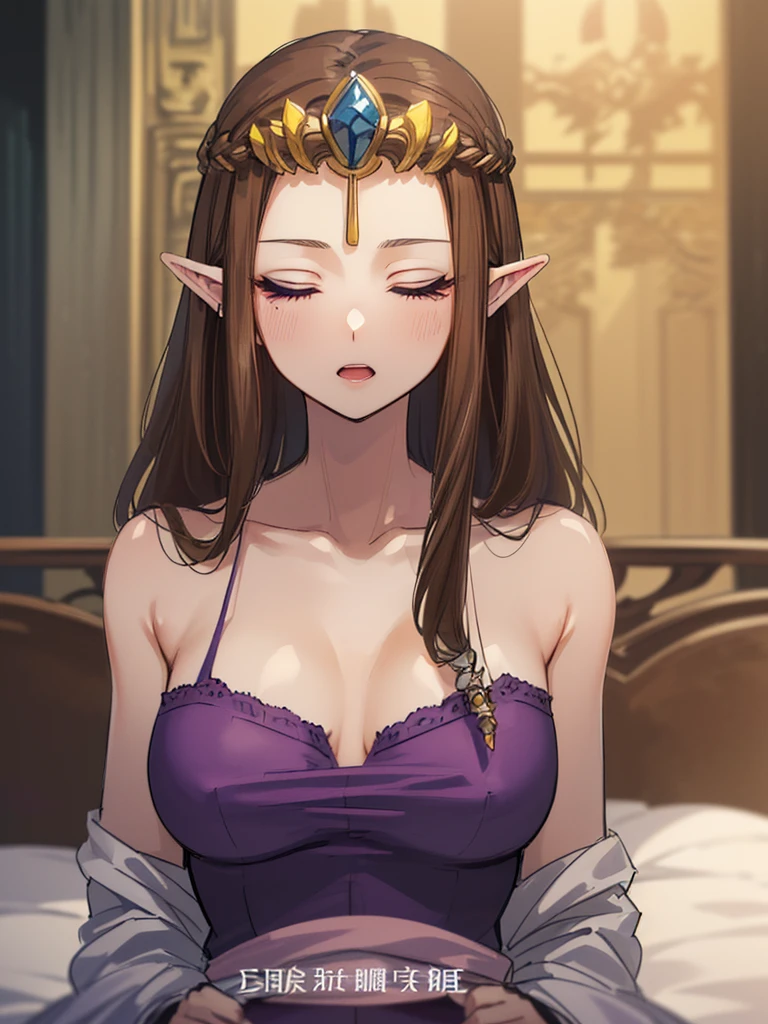 ((Very detailed and 美)),((close up of face)),((((Exposed )))),()),((Exposed shoulders)),((((Upper Body)))),(Expressionless)),,((alone))Anime art style,masterpiece,(Highest quality), (Very detailedな),(とても繊細でbeautiful),(alone),(Detailed face ),(((Close your eyes))),(((((Mature Queen))))),((とてもbeautiful肖像画)),((crinoline)),,((Straight Long Hair),((Close one eye)),((Open your mouth)),(((Purple blouse))),(()),((Dark brown hair)),,Princess Zelda, ((Highest quality)), (Very detailed), ,(((constrained))),beauty,beautiful,Princess Zelda, Ticker,)),
((At the bed))Nintendo, The Legend of Zelda