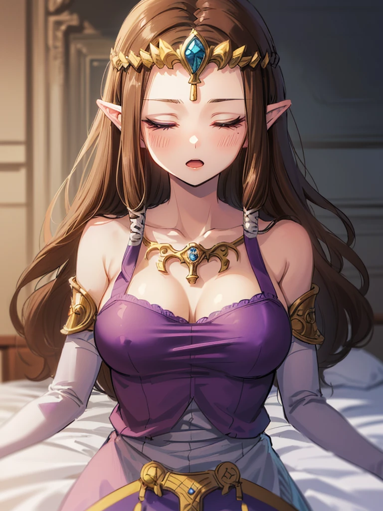 ((Very detailed and 美)),((close up of face)),((((Exposed breasts)))),()),((Exposed shoulders)),((((Upper Body)))),(Expressionless)),,((alone))Anime art style,masterpiece,(Highest quality), (Very detailedな),(とても繊細でbeautiful),(alone),(Detailed face ),(((Close your eyes))),(((((Mature Woman,Queen))))),((とてもbeautiful肖像画)),((crinoline)),,((Straight Long Hair),((Close one eye)),((Open your mouth)),(((Purple blouse))),(()),((Dark brown hair)),,Princess Zelda, ((Highest quality)), (Very detailed), ,(((constrained))),beauty,beautiful,Princess Zelda, Ticker,)),
((At the bed))Nintendo, The Legend of Zelda