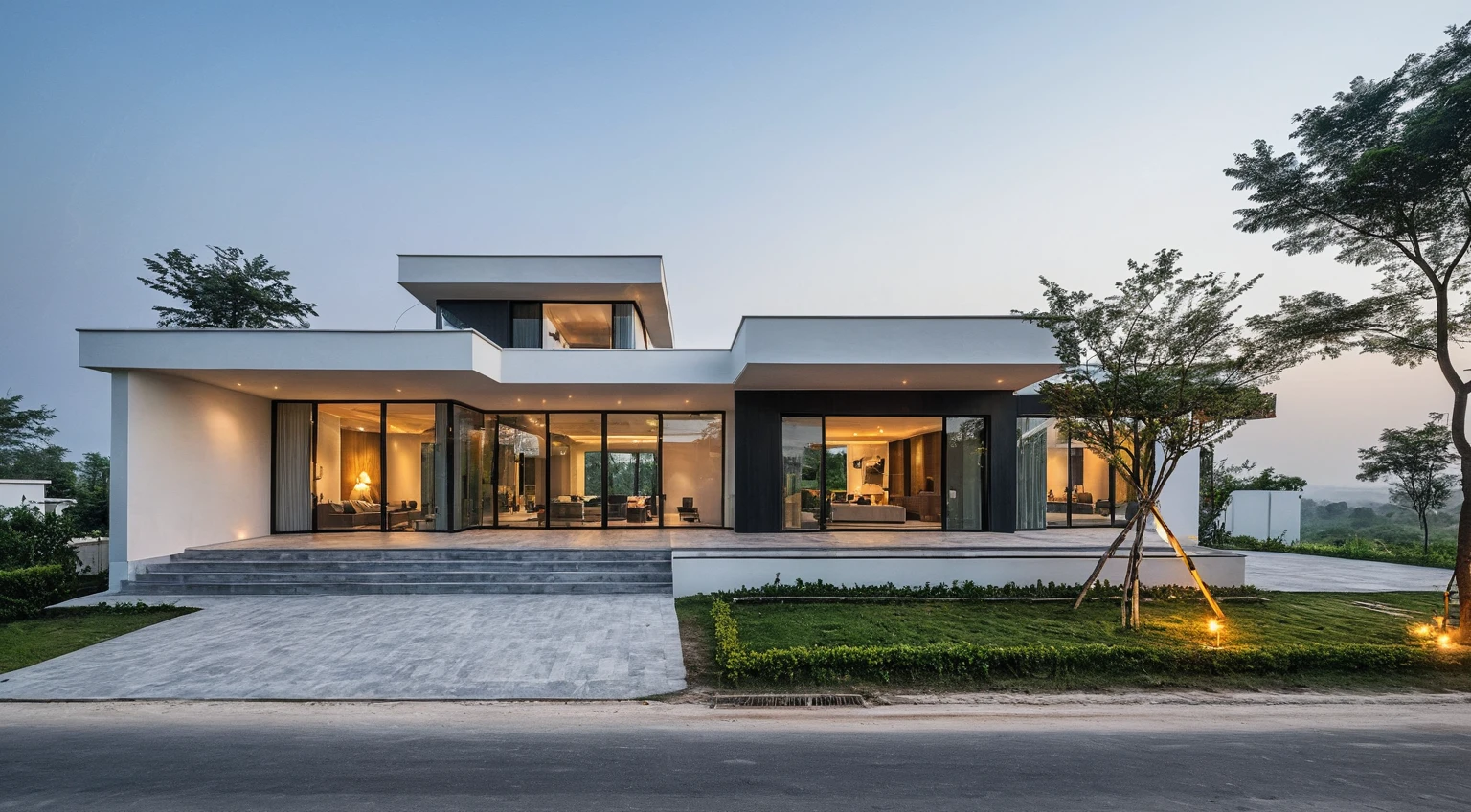raw photo, best quality, ultra realistic, masterpiece, best quality skin, photography hd, dslr,
tcs, httlvn, modern house, road, people, house, facade design, outdoors, house, white walls, cross on top, curved shape building,
Dusk, sunshine,
View from a tree, dof view,