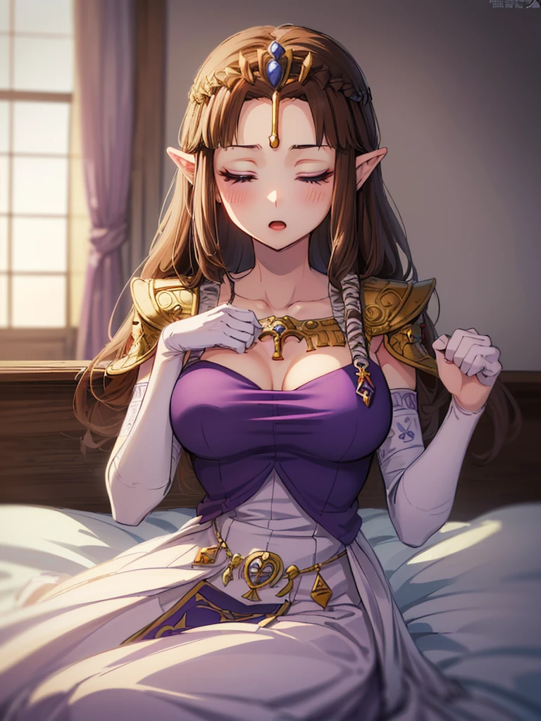 ((Very detailed and 美)),((close up of face)),((((Exposed breasts)))),()),((Exposed shoulders)),((()))),(Expressionless)),,((alone))Anime art style,masterpiece,(Highest quality), (Very detailedな),(とても繊細でbeautiful),(alone),(Detailed face ),(((Close your eyes))),(((((Mature Woman,Queen))))),((とてもbeautiful肖像画)),((crinoline)),,((Straight Long Hair),((Close one eye)),((Open your mouth)),(((Purple blouse))),(()),((Dark brown hair)),,Princess Zelda, ((Highest quality)), (Very detailed), ,(((constrained))),beauty,beautiful,Princess Zelda, Ticker,)),
((At the bed))Nintendo, The Legend of Zelda