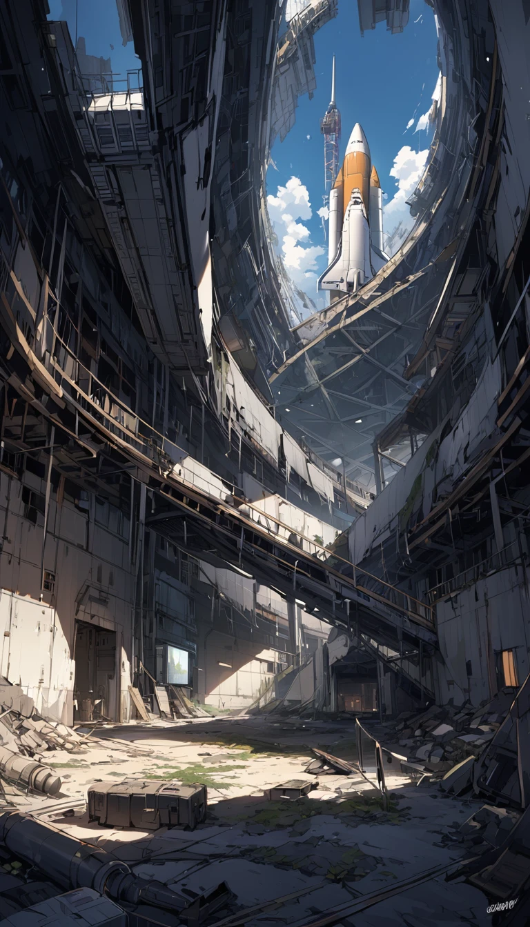 Abandoned rocket launch site 1000 years after the extinction of humanity、space shuttle