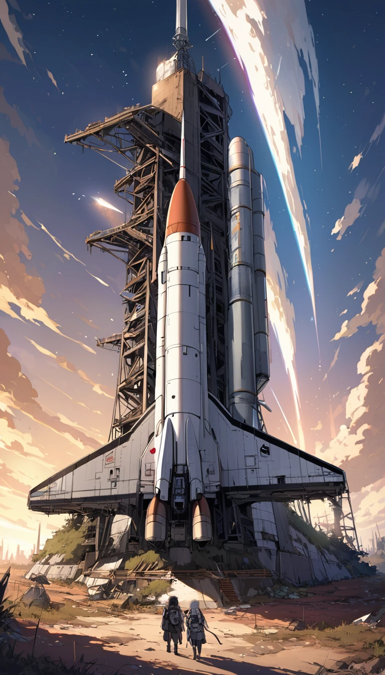 Abandoned rocket launch site 1000 years after the extinction of humanity、space shuttle
