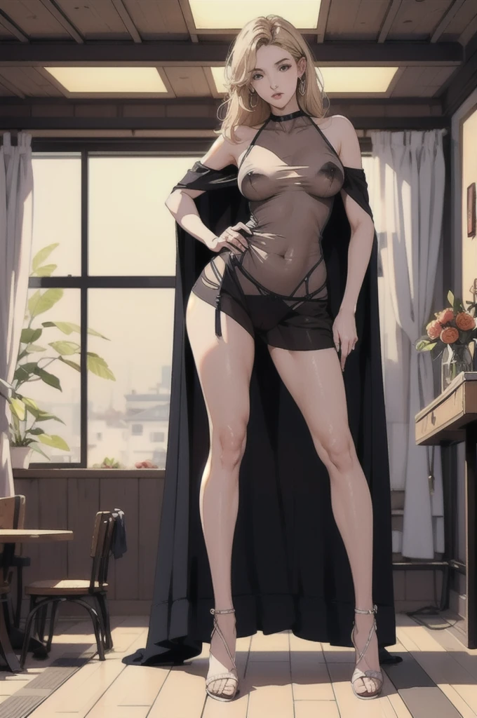 (quality)), ((masterpiece)), Recommendation Results、Plump nipples、(See through:1.5)、Full Body Esbian、squat、、Stand up straight、(Push your hips forward:1.)、、Spread the word 、Slender、huge 、Angle to floor:1.2、Low camera angle、 comes out of the crotch、Short blonde