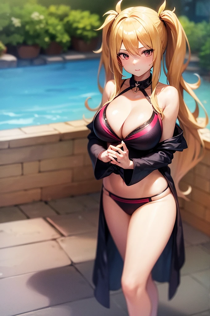 Lucy from Fairy Tail, bikini, sexy girl, cleavage, large breasts, long hair, blonde hair, masterpiece, best quality, high resolution
