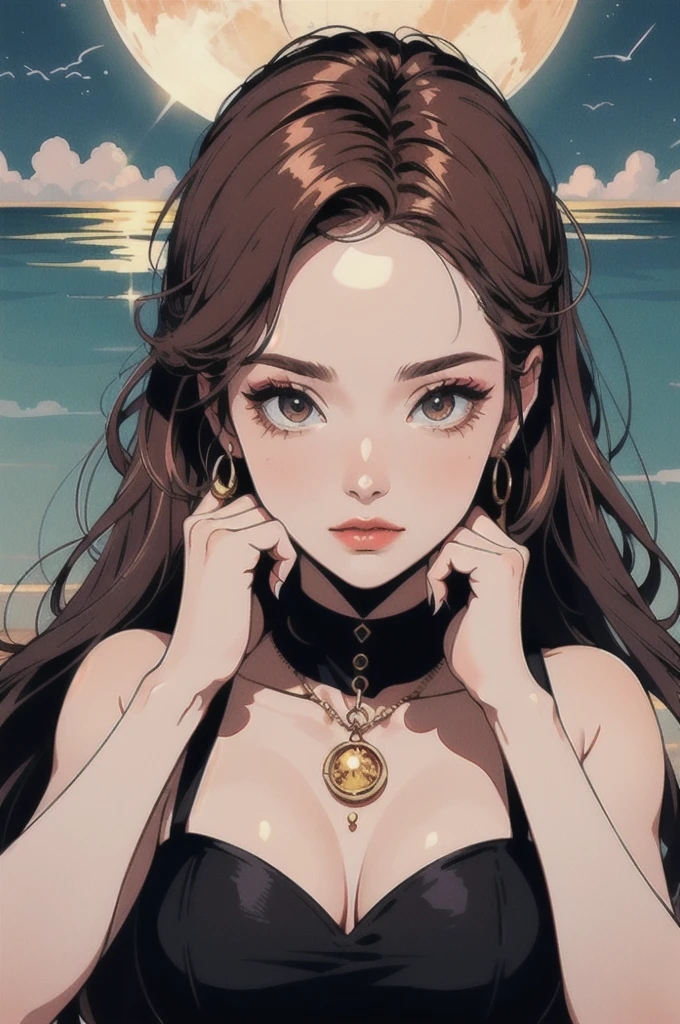 ( high quality , Highly detailed hands ) ( careful hand ) Zodiac sign - Aries Goddess , Similar to the goodness of Latin , Brave ,Selfish ,Productive ,enterprising and humanitarian face . Sulky, Impulsive, impatient, Assertive style . Sunset reddish hair , Transparent Dress , In the sea of the sun , whole body , Crystal Fire Eye ( Eye details ) . Strong and powerful makeup . Goddess of Fire .