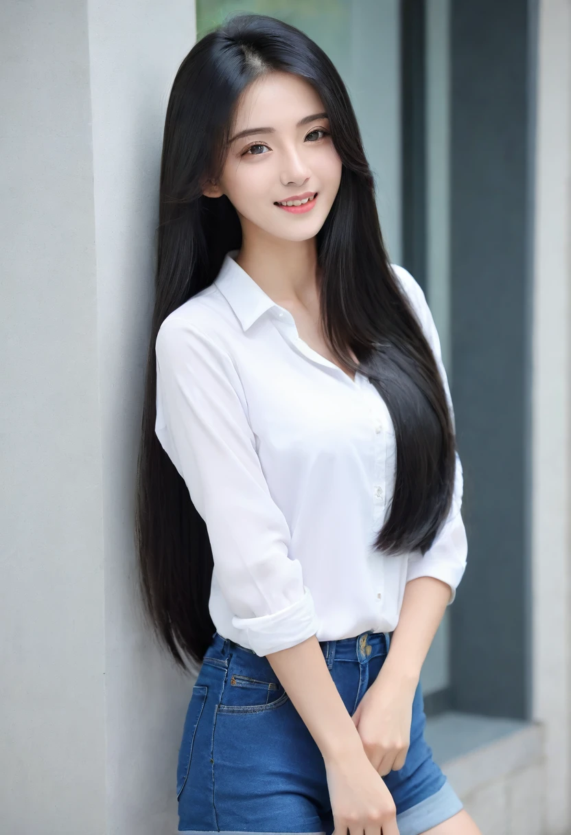 Best quality, girl, black long hair,