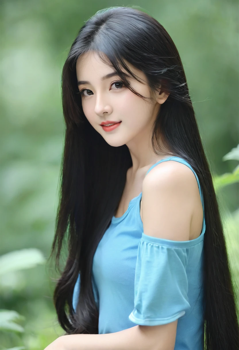 Best quality, girl, black long hair,