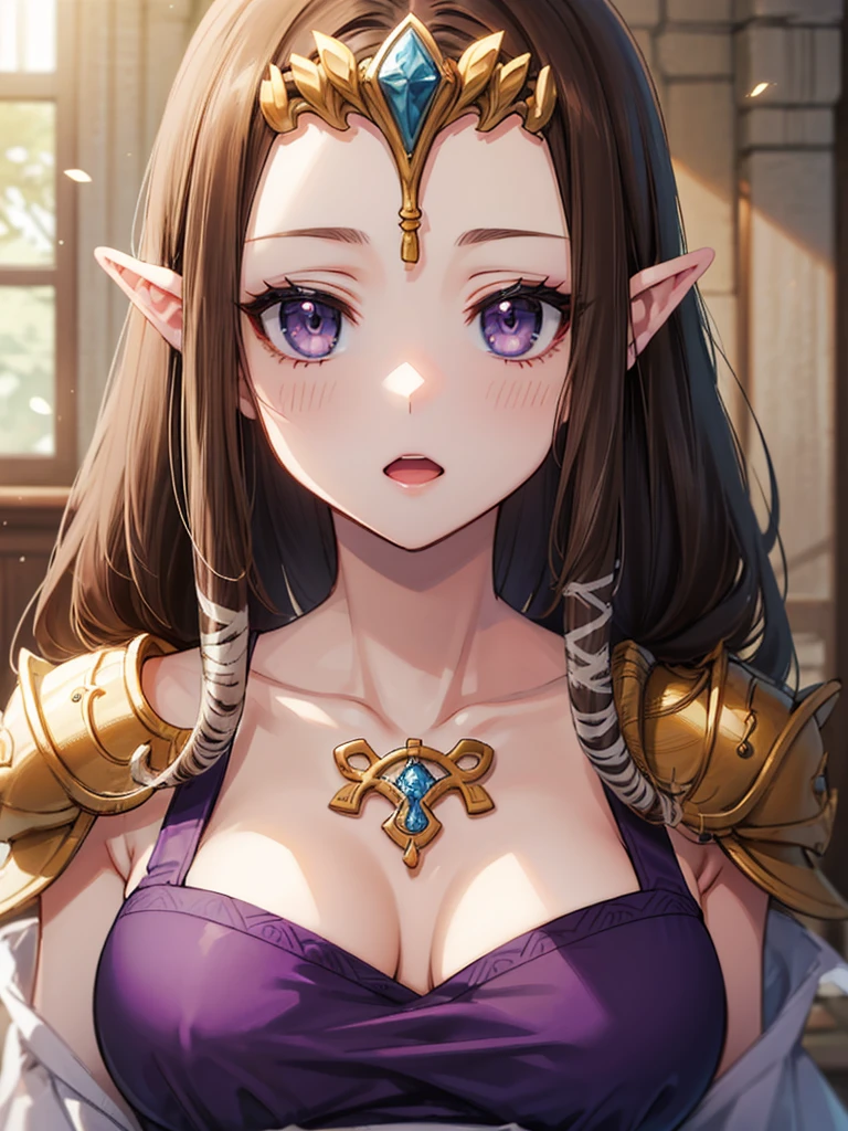 ((Very detailed and 美)),((((close up of face)))),((((Exposed breasts)))),()),((Exposed shoulders)),(((Upper Body)))),(Expressionless)),,((alone))Anime art style,masterpiece,(Highest quality), (Very detailedな),(とても繊細でbeautiful),(alone),(Detailed face ),(((Open both eyes))),(((((Mature Woman,Queen))))),((とてもbeautiful肖像画)),((crinoline)),,((Straight Long Hair),((Open both eyes)),((Open your mouth)),(((Purple blouse))),(()),((Dark brown hair)),,Princess Zelda, ((Highest quality)), (Very detailed), ,(((constrained))),beauty,beautiful,Princess Zelda, Ticker,)),
((At the bed))Nintendo, The Legend of Zelda