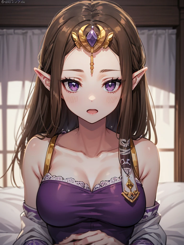 ((Very detailed and 美)),((((close up of face)))),((((Exposed breasts)))),()),((Exposed shoulders)),(((Upper Body)))),(Expressionless)),,((alone))Anime art style,masterpiece,(Highest quality), (Very detailedな),(とても繊細でbeautiful),(alone),(Detailed face ),(((Open both eyes))),(((((Mature Woman,Queen))))),((とてもbeautiful肖像画)),((crinoline)),,((Straight Long Hair),((Open both eyes)),((Open your mouth)),(((Purple blouse))),(()),((Dark brown hair)),,Princess Zelda, ((Highest quality)), (Very detailed), ,(((constrained))),beauty,beautiful,Princess Zelda, Ticker,)),
((At the bed))Nintendo, The Legend of Zelda