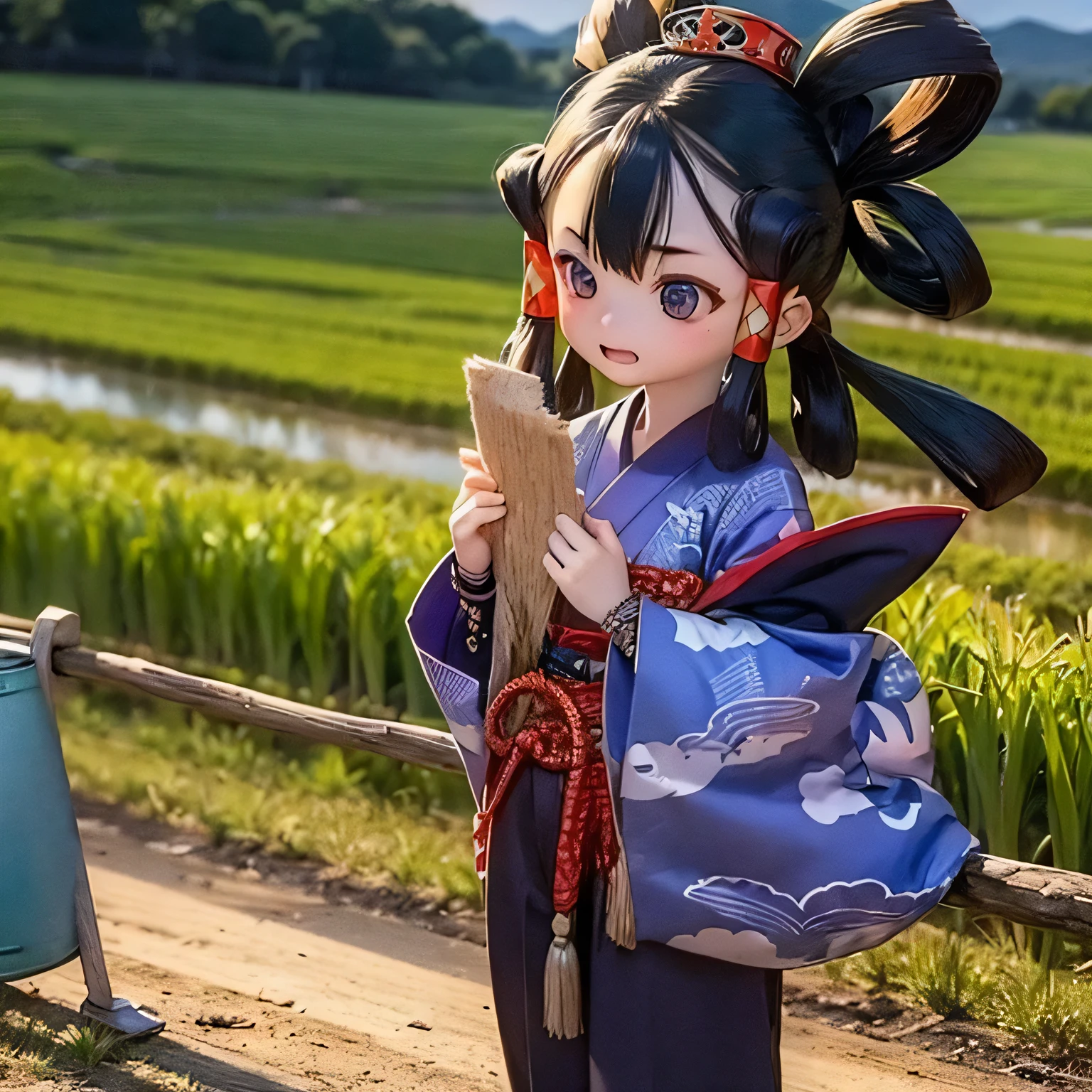 Sakunahime rice field Japanese mythology god clothing、Farm work
