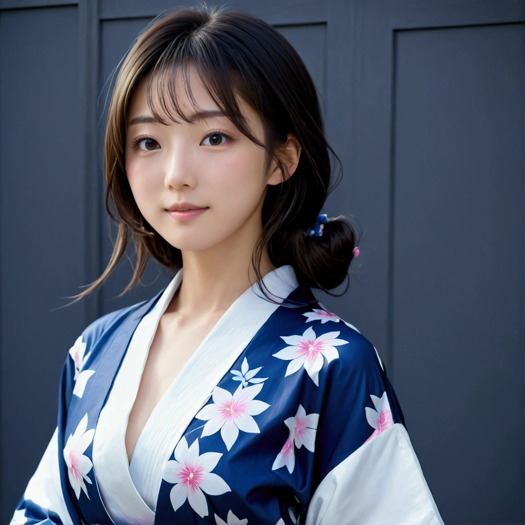 (masterpiece、high resolution、high quality)、sfw2.0、Beautiful Japanese Women:1.3, body type、Beautiful body、Japanese Yukata、Soaring、night、Laughter、Clear Eyes、(((Very flat chest, like a child&#39;s:1.1)))、Beautiful Skin、Yukata Beauty、Morning glory pattern yukata、Cool Summer、Professional Photography、