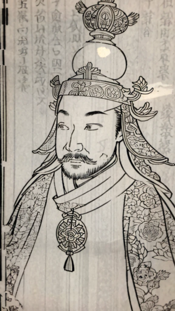 （（（Monochrome））、（（Men in ancient China））、（(An ancient Chinese helmet with a long cord ornament on the top））、Highest quality、masterpiece、Ultra-high resolution、(Realistic:1.4)、Game Poster、Three Kingdoman with a beard,Oriental、