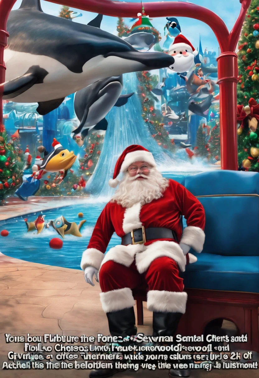 ai youtube Anlong flim meme taking pictures of santa and that santa is at seaworld a theme park she is walking and seeing the having chirstmas break