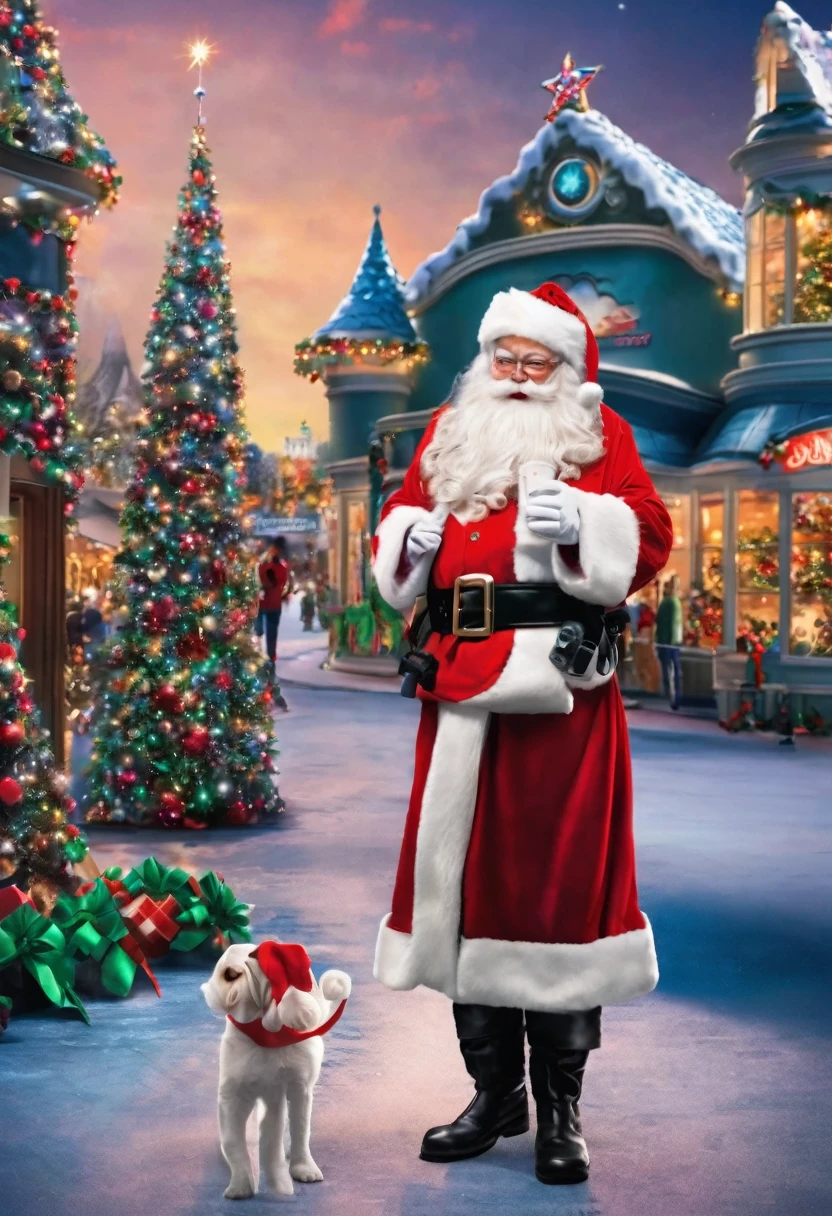 ai youtube Anlong flim meme taking pictures of santa and that santa is at seaworld a theme park she is walking and seeing the having chirstmas break