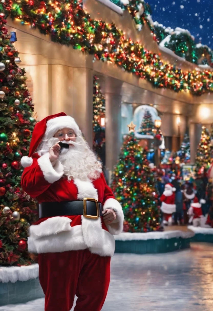 ai youtube Anlong flim meme taking pictures of santa and that santa is at seaworld a theme park she is walking and seeing the having chirstmas break