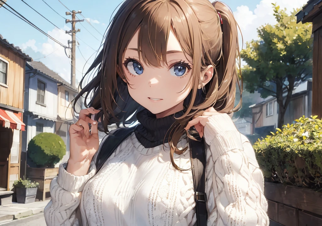 ((best qualityer)), ((work of art)), (detailded), 1 girl, ombro to ombro sweater,