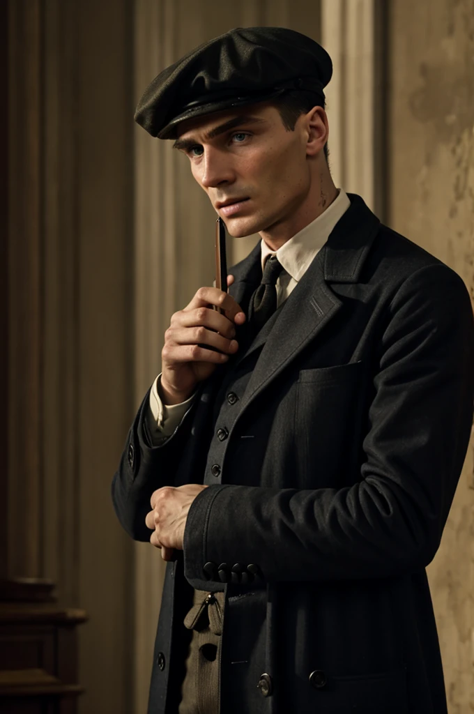 Thomas Shelby touching his cap