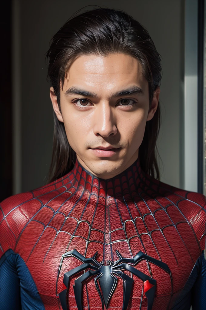 Spiderman Pictures, No mask, 20th Generation, good looking, Detailed face, looking at the camera, Portraiture, 8K Ultra HD, high quality,naked