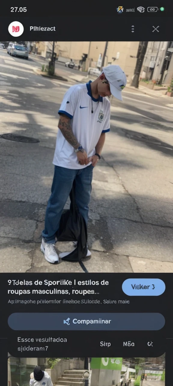 A guy with a platinum jackfruit cut, diamond earring in his ear, Brazilian national team shirt, silver cord, baby blue baggy jeans and baby blue Nike vapor Max sneakers manga style drawing