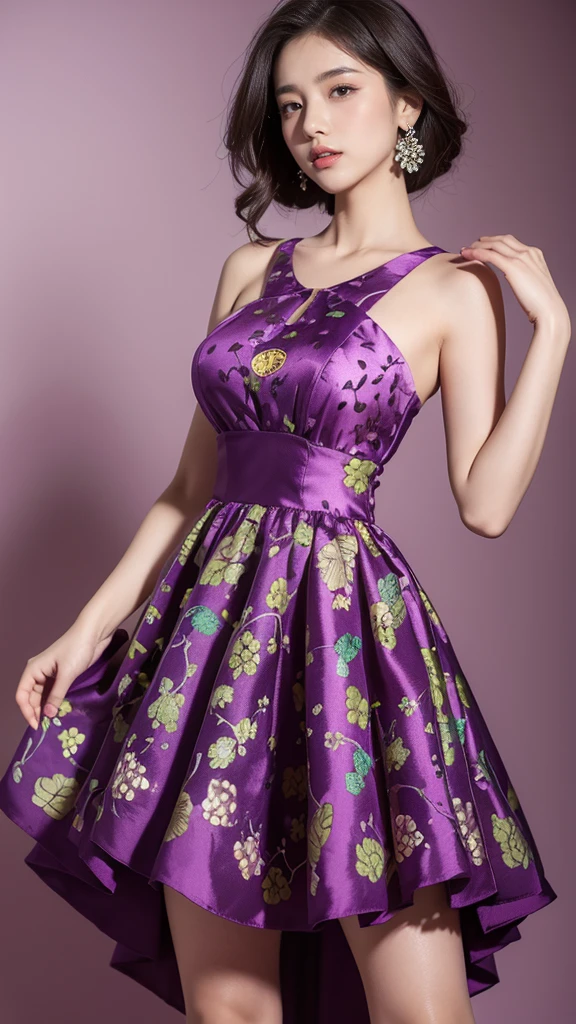 Grape print dress:Design a dress with a grape print theme,You can use dark purple and green to imitate the color of grapes,Skirts can be long or short,With lightweight fabrics,Suitable for summer。