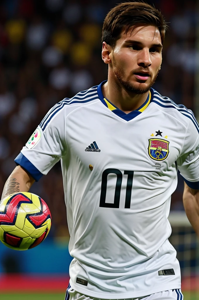 Leonel Messi with the Colombian national team shirt