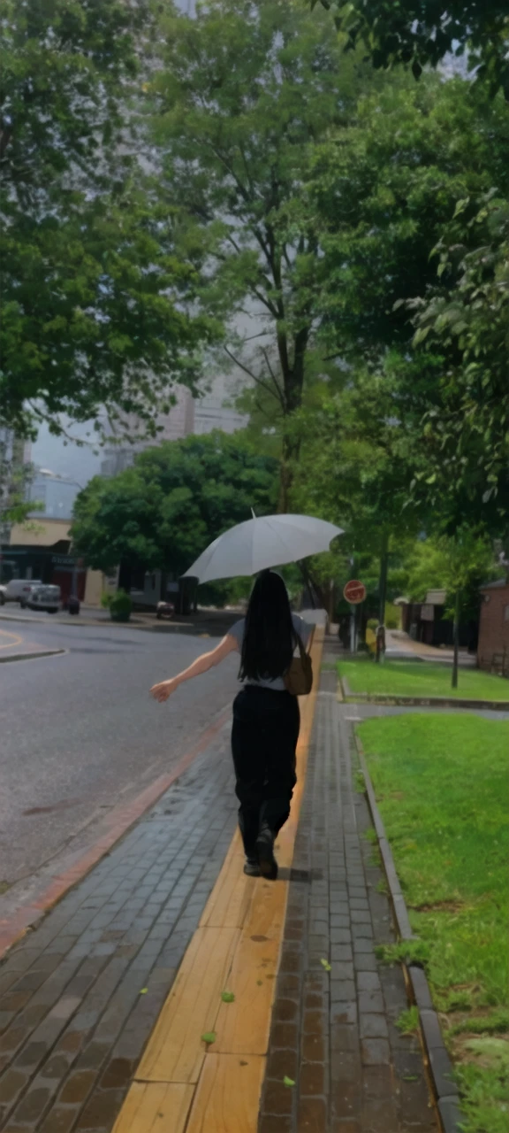 (morning), 1girl, solo, looking at viewer, winter, cowboy shot, (downtown), cowboy shot, smile, black hair