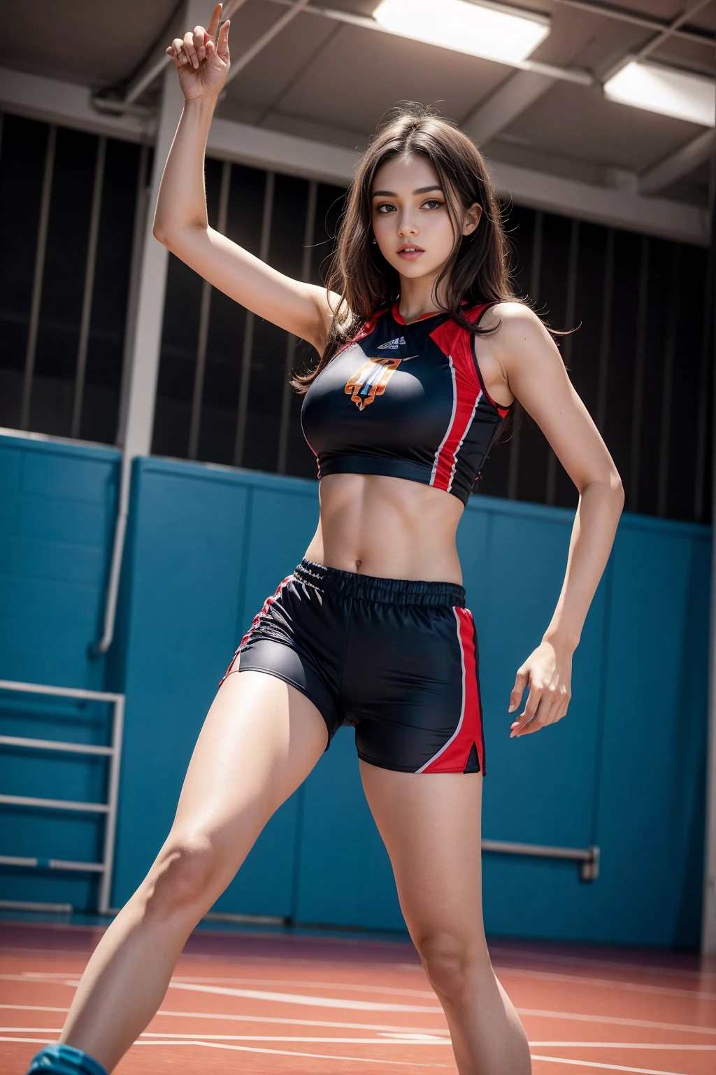 Ms. Arav poses on the basketball court in a diving suit, 和shorts街头服饰, Sports Fashion Photography, 运动和shorts, Hero Muay Thai Stance, mma left hand position, shorts, Sports and shirts, Mina Petrovich, mandy jurgens 8 k 1 5 0 mpx, Short stature, Victoria Gavrilenko