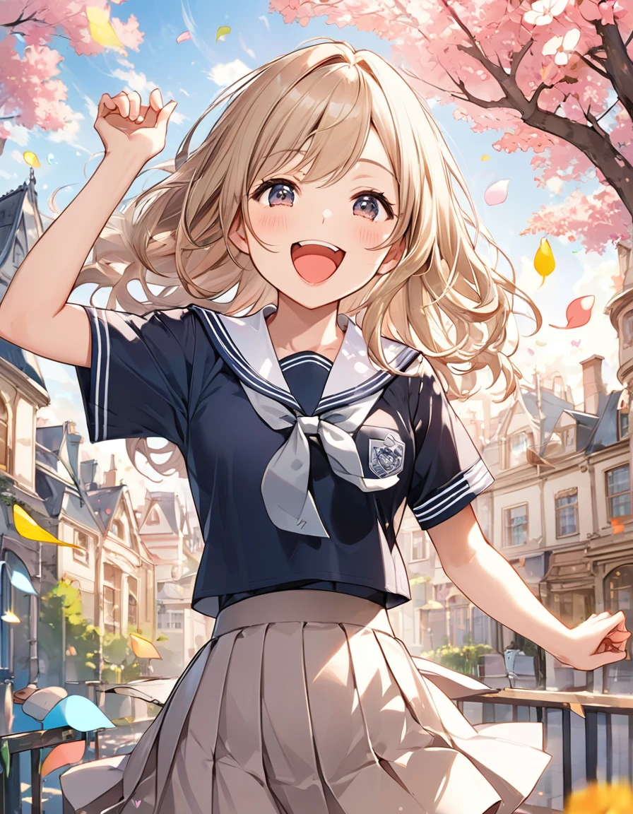 BREAK Perfect Anatomy、(High resolution:1.2)、Incredible illustrations、(Cute illustrations:1.2)、() (Beautiful background()) (;d,young adult woman:2.0)(school uniform)