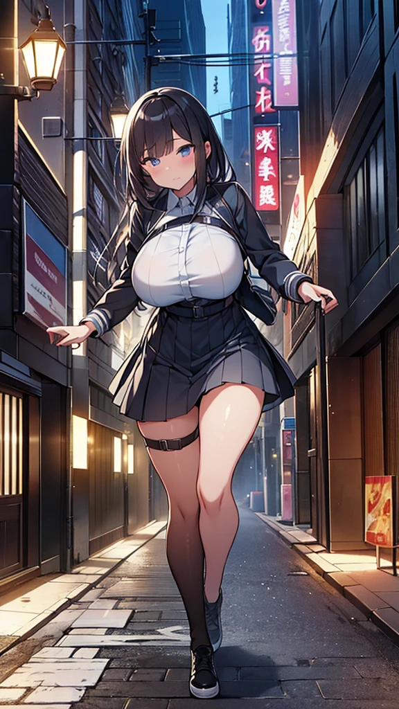 One girl, 18-year-old, Mix 4, (32k, RAW Photos, Highest quality, masterpiece:1.2), (Anime-like, photoAnime-like:1.37), cute, night, rain, Humidity, Professional Lighting, Photon Mapping, Radio City, Physically Based Rendering, Super Resolution, (Bouncing Big Breasts:1.2), {{A weaponized organism escapes from a laboratory and preys on girls in the city, taking on a human form.}}, The bones of a girl he had preyed on were lying at his feet., Scene of predation and substitution, NSFW