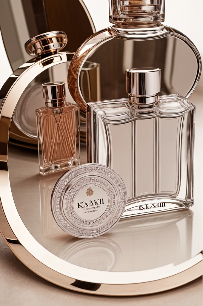 The perfume called "Kaiak Classico For Woman" with bass mirror and make it look like a photo shoot for perfume