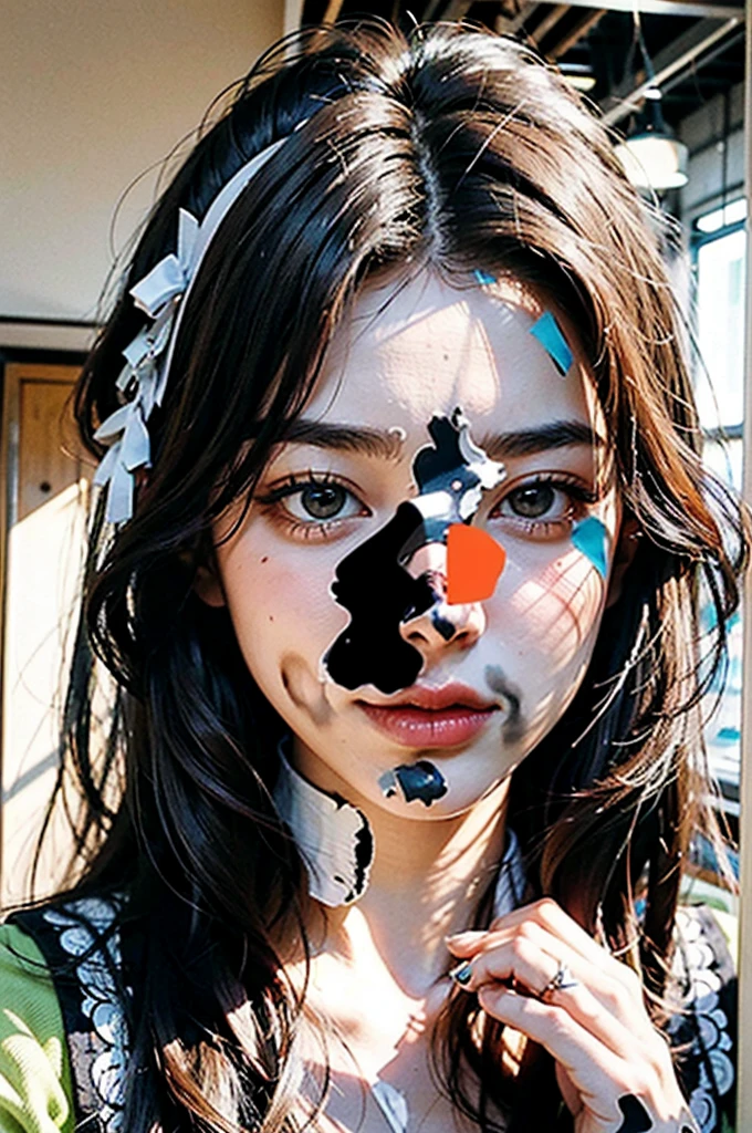 (in 8k, Photo brute, best quality, ​masterpiece:1.2), fille , 20 ans, visage, a beauty, Korean Asian, caramel layered hair color, Longhaire, (wavy hair), aspect jeune, visage fin, très jolie visage, very sexy, visage de mannequin, Very attractive, refined face, sexual, regarder le spectateur, blazers, aspect professionnel, (La plus haute qualité, 16K, masterpiece: 1.3), Biologically correct human, reference, detailed faces, Detailed lips, detailed eyes, yeux scintillants, realistic students, Pupilles claires, Outside, emplacement, elegance, light on the face, lumière d'ambiance, backlight, summer, cinematic aspect, profondeurs de champ profondes, blurred background
