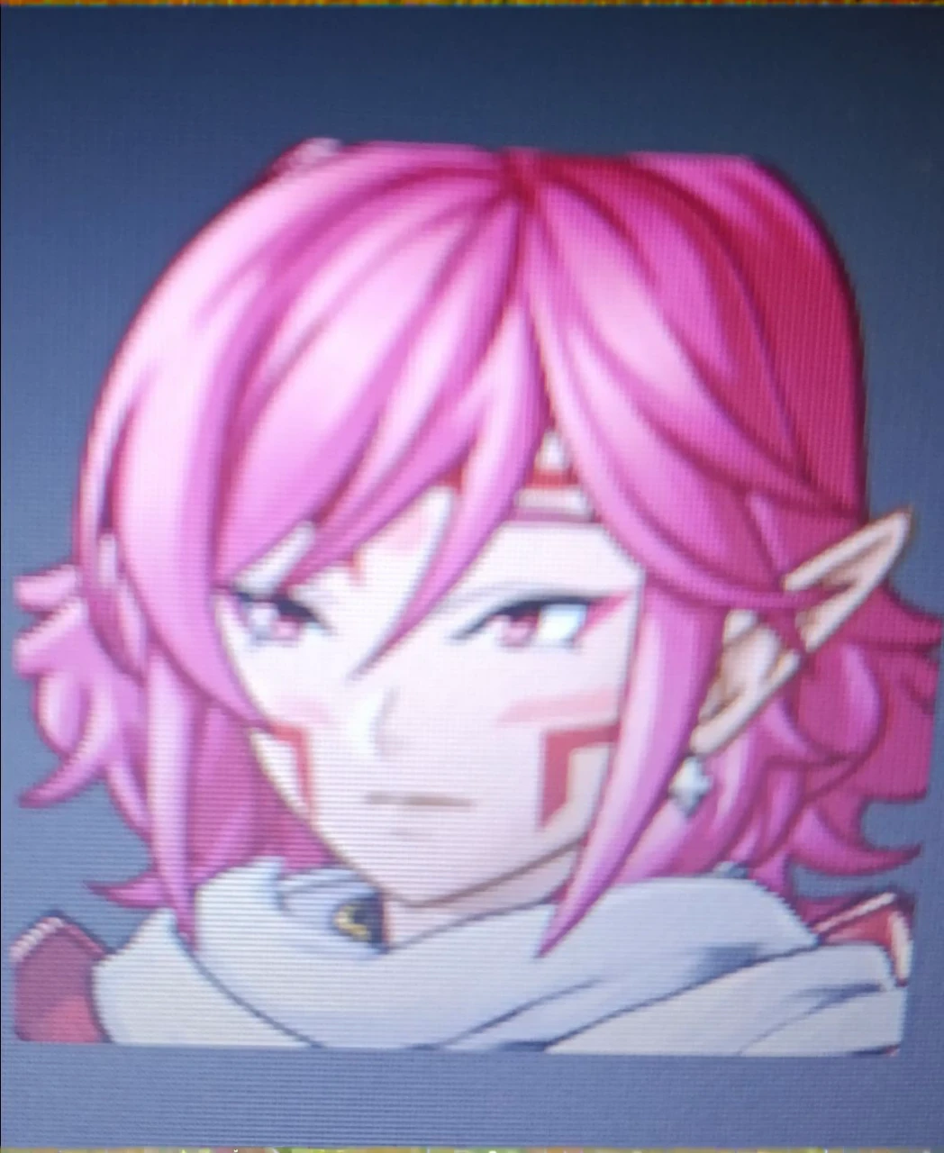 Keep the face and drawing style, draw the body in a fighting pose while holding a greatsword