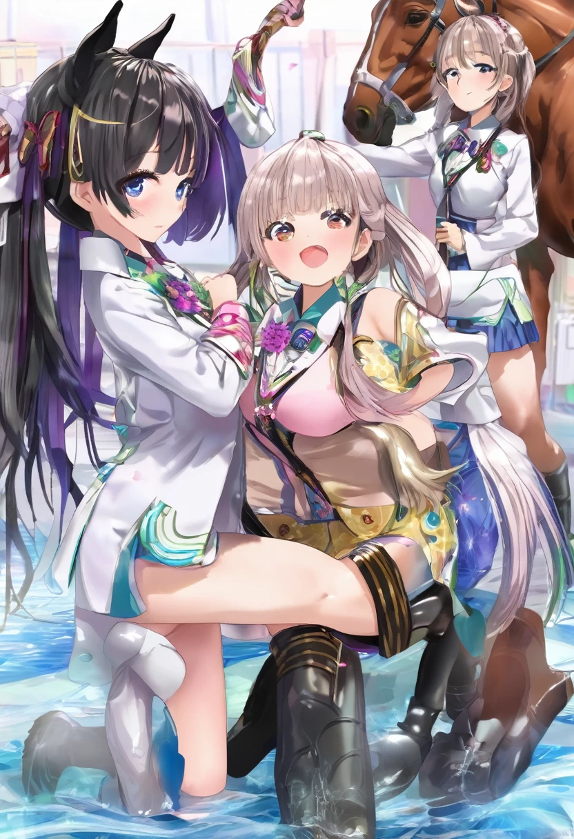 Three Girls、The organs are pulled out、Anal sex with a giant horse