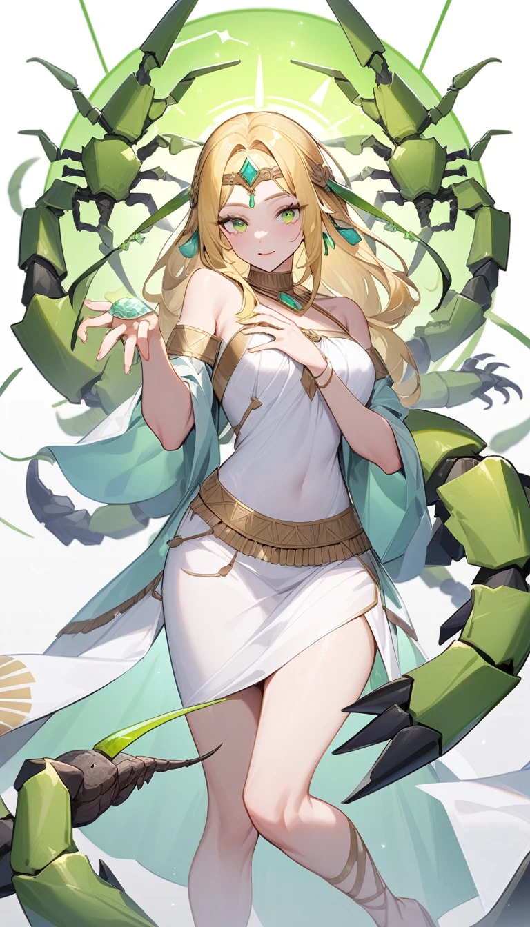 1girl, lucy heartfilia, coils, bride, white dress, head wreath, snake, masterpiece, best quality, highly detailed
