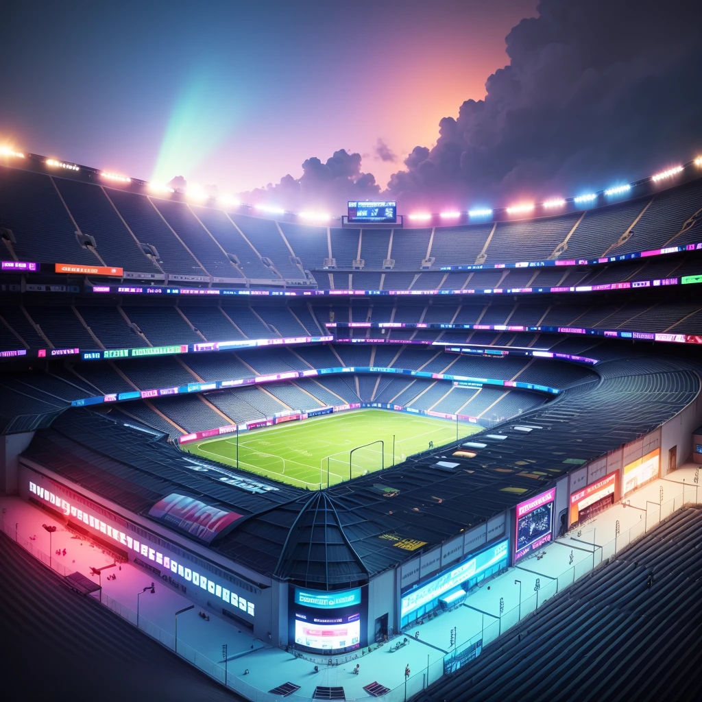 neon football stadium background ,colourful lighting